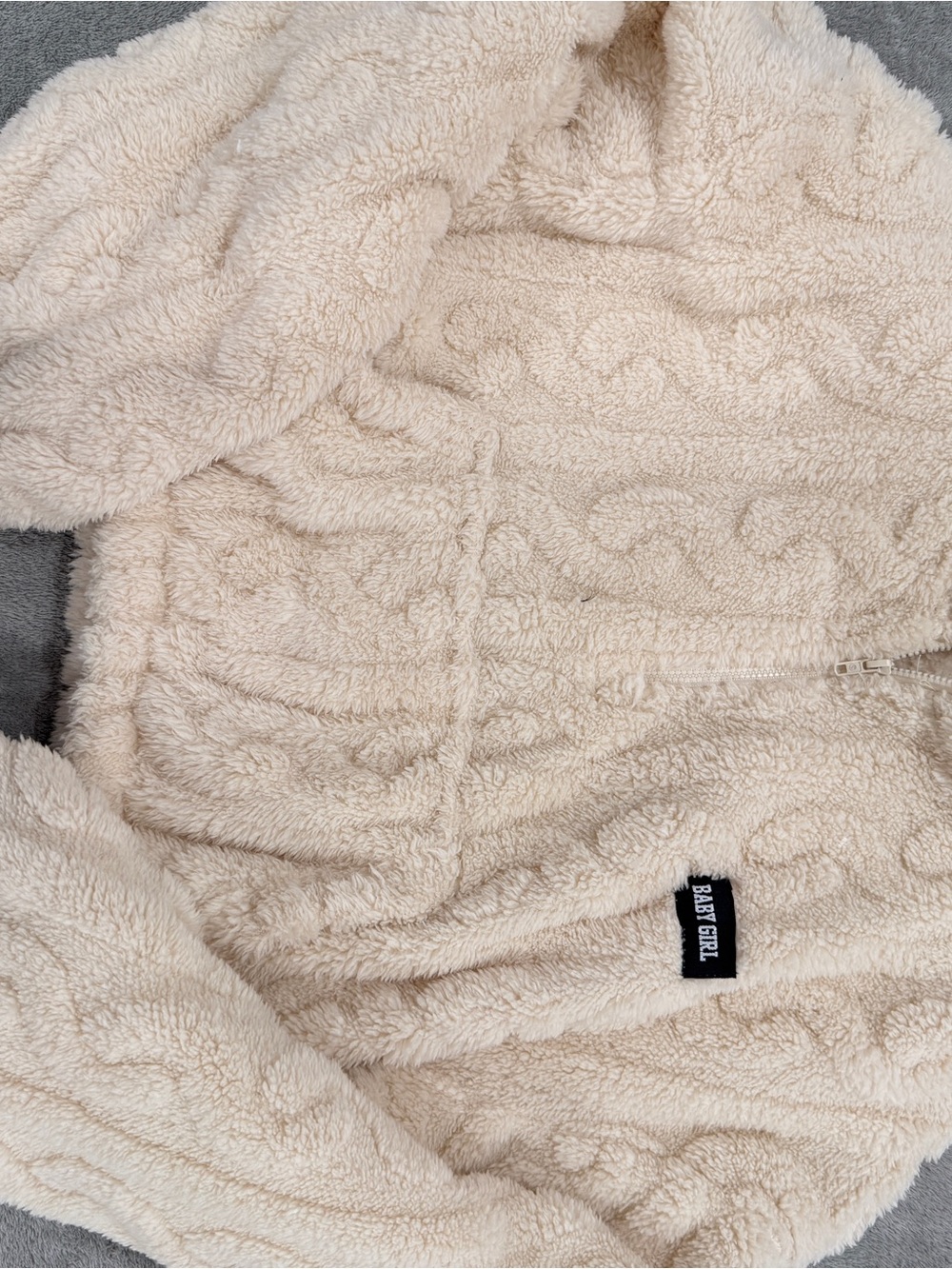 Cream Sherpa Zip-Up Jacket for Women